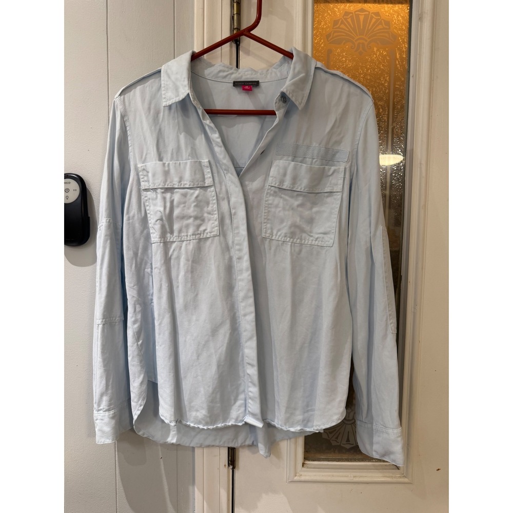 Vince Camuto Light Blue Utility Button Down Shirt Long Sleeve Pockets Womens M
